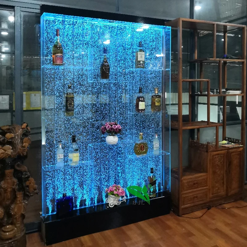 Anpassung. Moderne Home Bar Restaurant Möbel Verwendet Led Bubble Wand Wein Vitrine