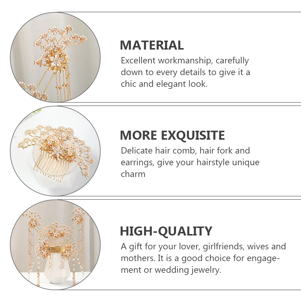 

7pcs Pearl Hairpin Set Alloy Wedding Accessories Bridal Clip Tassel Hanfu Vintage Earrings Hair Styling Tools