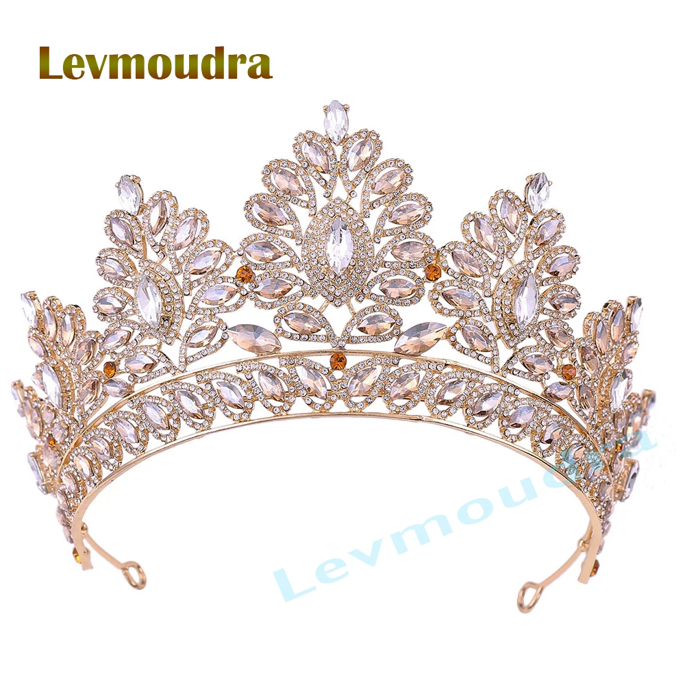 

Корона и тиара Levmoudra с кристаллами и жемчугом для невесты, свадебные короны, декоративные тиары принцесс, аксессуары для волос со стразами