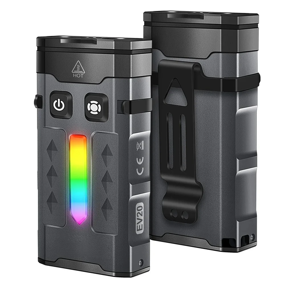 EV10/EV20 EDC Strong Light Keychain LED Flashlight RGB Flash Color Long Life Fast Charge Mini Portable Outdoor Pocket Lantern