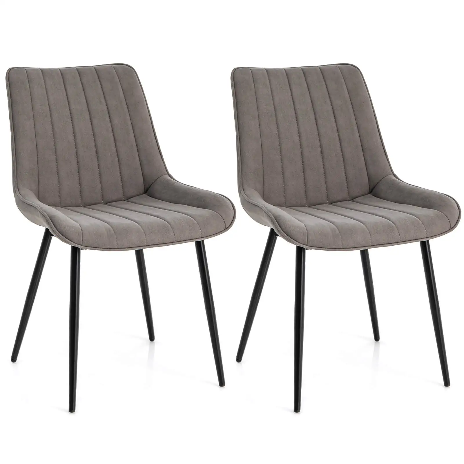 Dining Chair Set of 2 Upholstered Leisure Chairs w/ Metal Legs Padded Seat