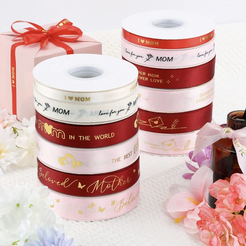 5 yards per pack for Mother's Day carnation ribbons. Best for mom ribbons, flower bouquets, gift packaging, ribbons, cake box ti