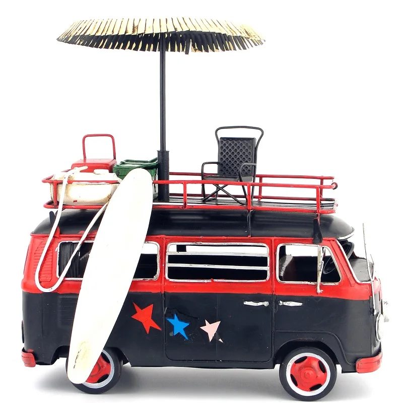 High Quality Iron Decoration  Bus Vintage Touring Car Crafts Desktop Decoration Creative Soft Decoration