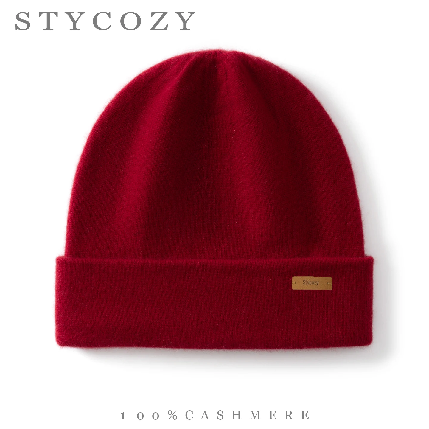 100% Cashmere Cuffed Beanie Women Solid Plain Knit Simple Fold Edge Knitted Hat Unisex  Autumn Winter Soft Warm Casual Skull Cap