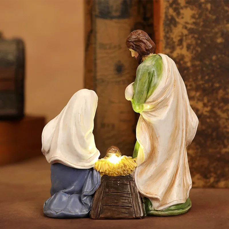 Christmas Nativity Figurines 2025 Decorative Jesus Baby Figure Ornament Desk Fireplace Religious Jesus Birth Decoration Decors