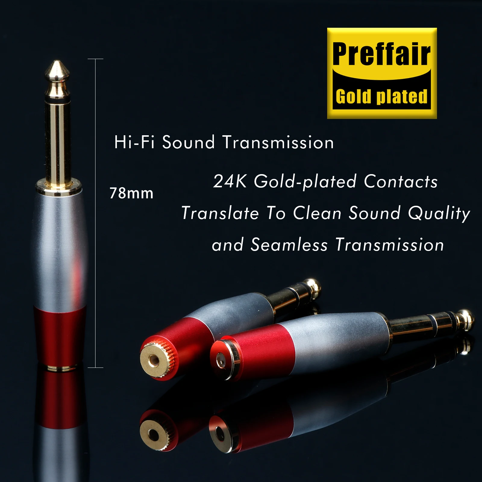 

Preffair 6.35mm TRS to 3.5/4.4mm Stereo Audio Adapter Monocrystalline Copper Plated, Anti-Oxidation, Full Metal Shielded,