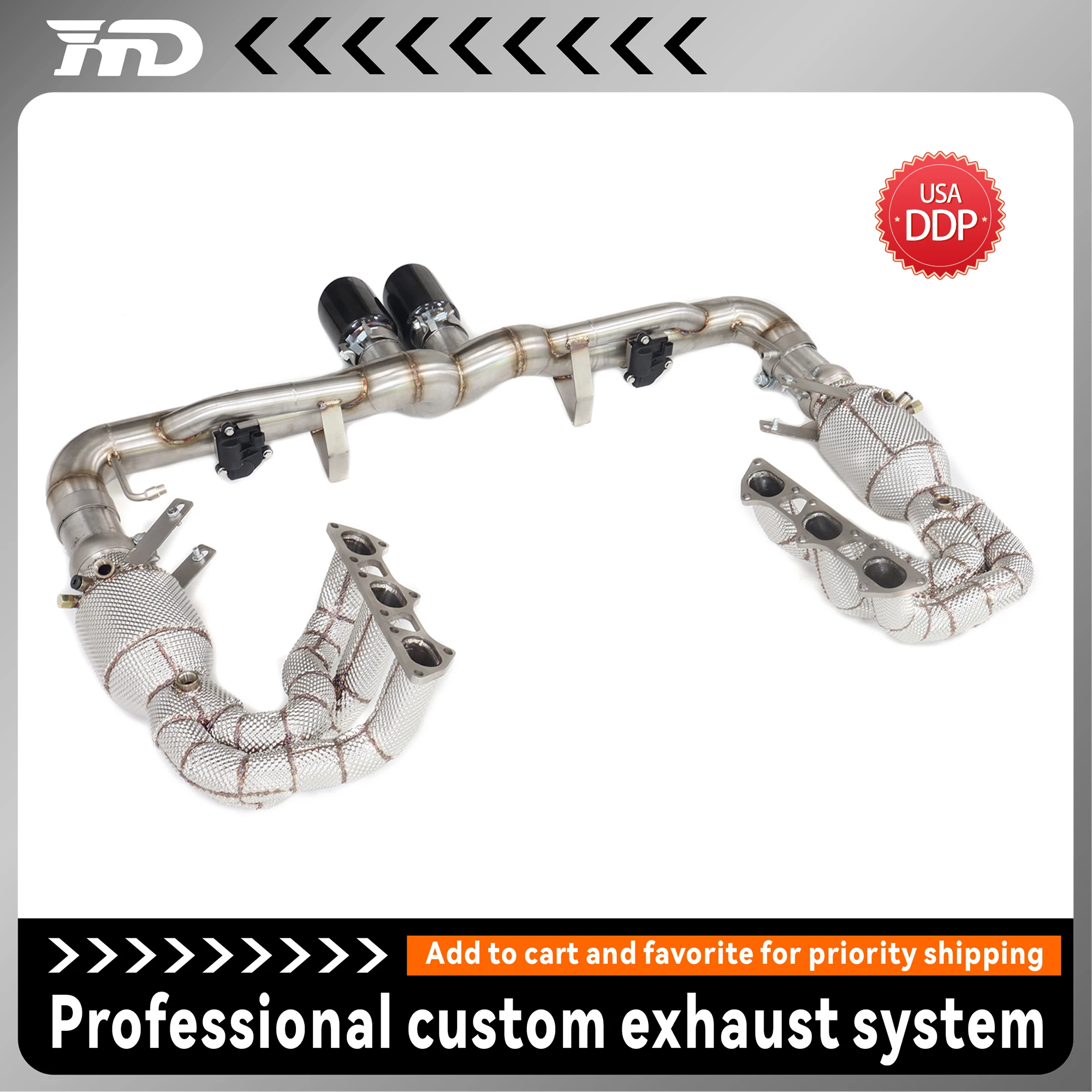 

HMD Manifold Cat Back No Flange for Porsche 911 992 GT3 Complete SS304 Performance Exhaust System with Valves