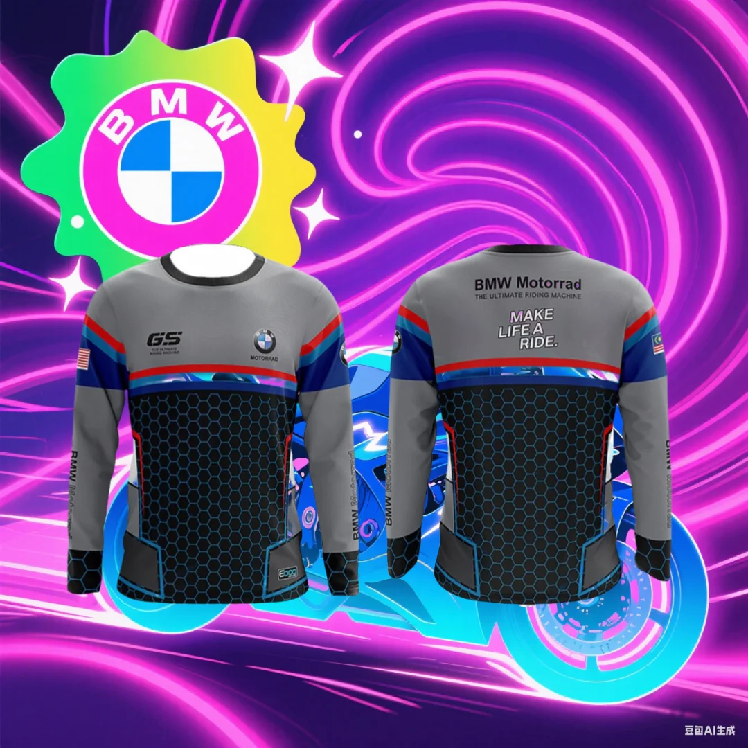 

Summer New Racing BMW T-shirt Men's Long-sleeved T-shirt BMW Print T-shirt Sweat-absorbing Breathable Quick-drying Moto T-shirt