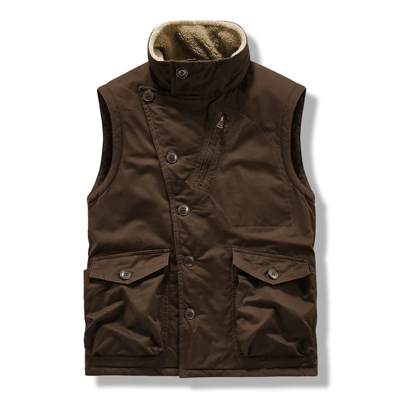 

Retro Characteristic Velvet Vest Multi-pocket Old Classic American Hunting Suit Single-breasted Oblique Chest Vest Men