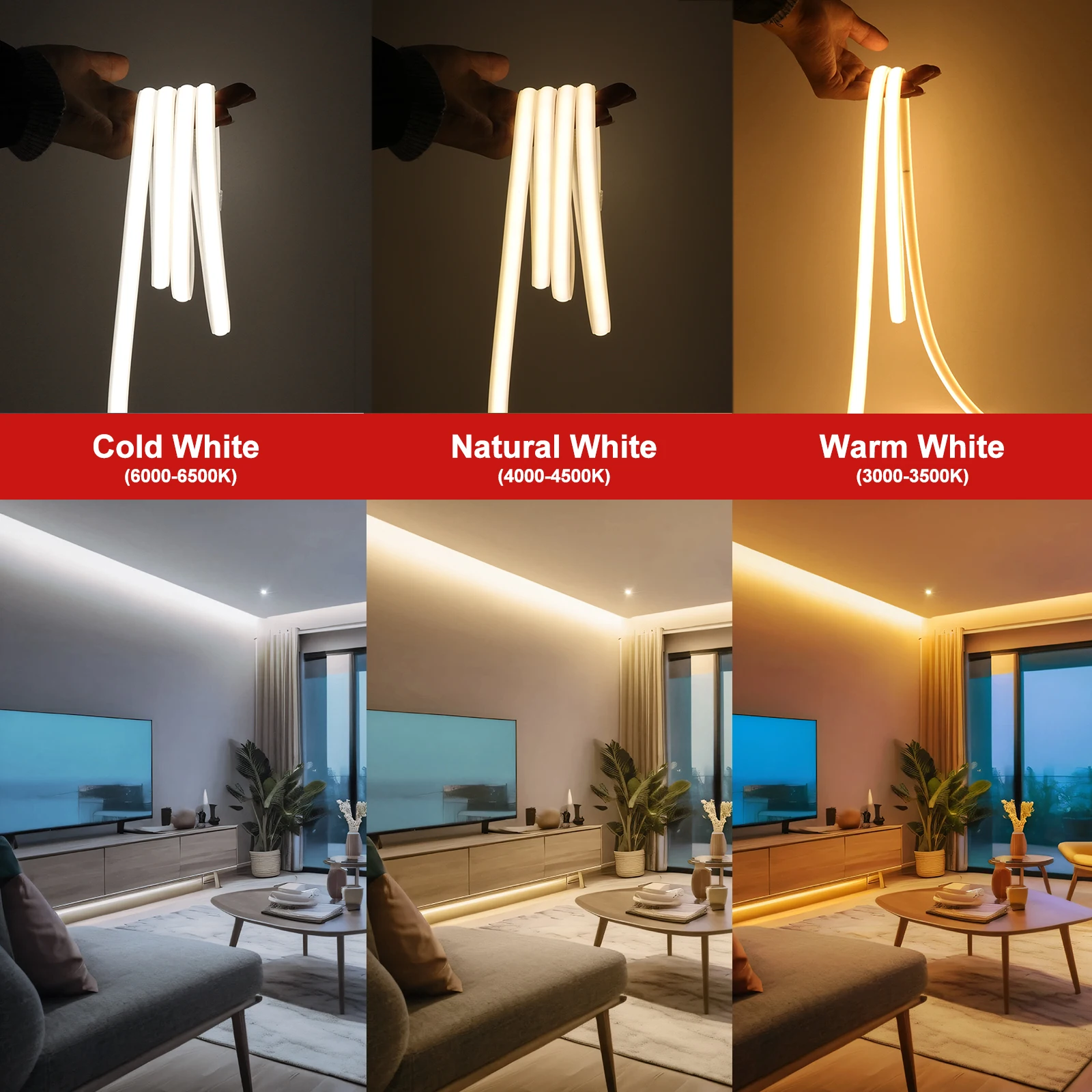 Imagem -03 - Impermeável Cob Neon Strip com Switch Plug Tubo de Silicone Corda de Fita Flexível Luz Led Decoração para Casa e Jardim 220v 288leds por m eu uk