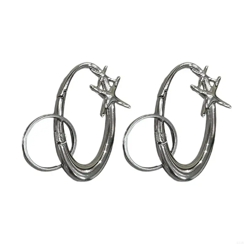 2 Divisions Sparkling Metal Pentacle Hoop Strong Locking Clip For Bags Outdoor Equipment