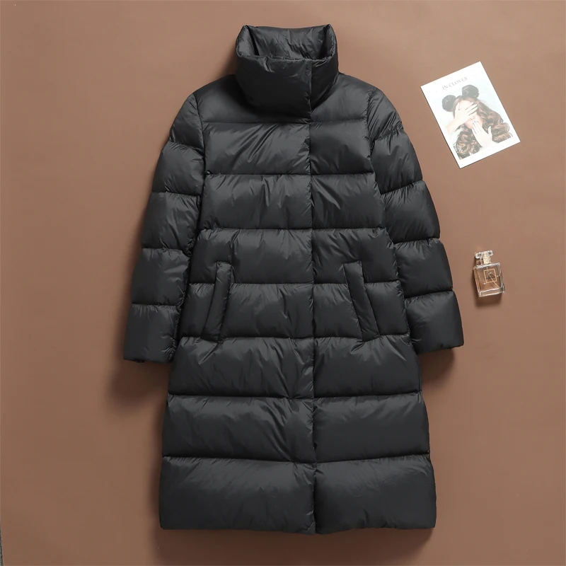 Ultra Lightweight Duck Down Jackets Women Long Casual Down Coats Female Puffer Jacket Slim Stand Collar Warm Parkas Overcoats