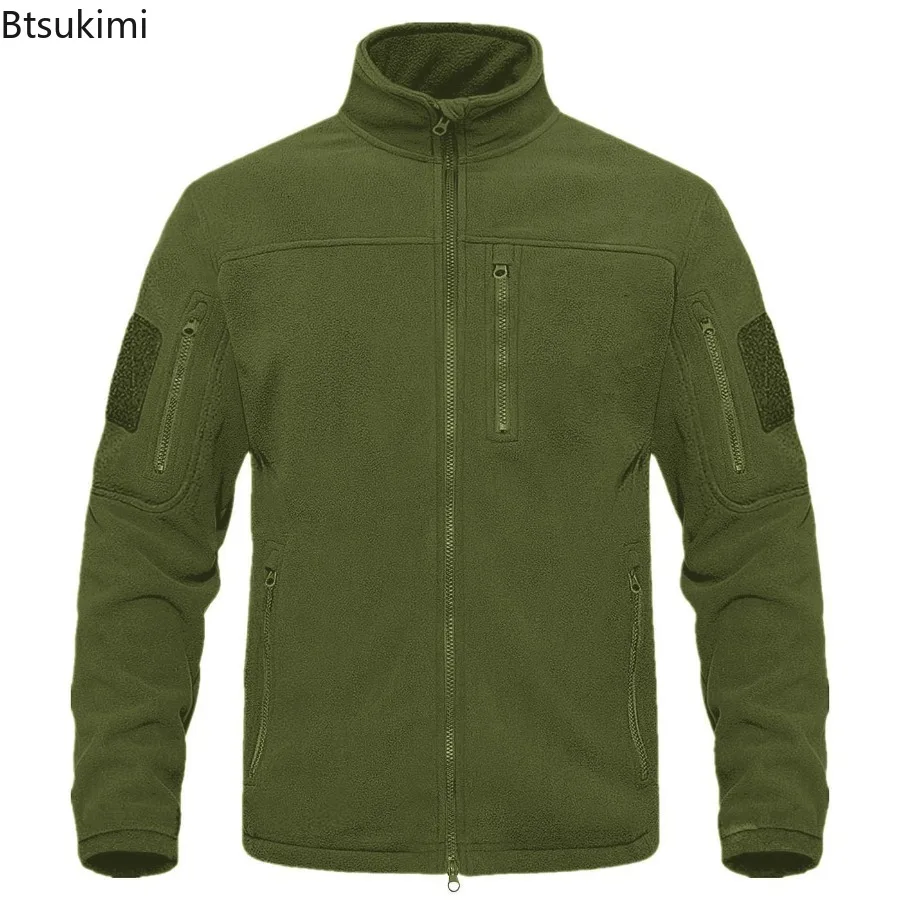 New Autumn Winter Men's Full Zip Up Fleece Jackets Warm Casual Sport Coats Zipper Pocket Men Outdoor Hiking Training Sweatshirts