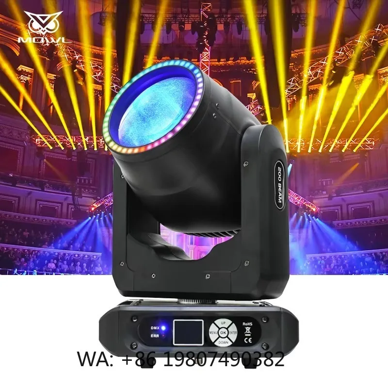 200W Sharpy LED Beam Moving Head Projection Light DMX Halo Aperture for DJ Stage Party Disco Bar Ambient Lighting
