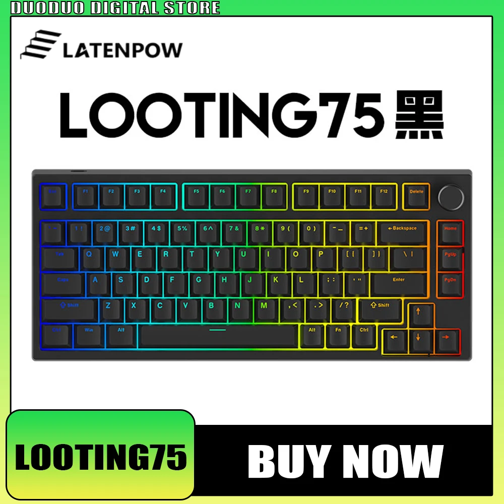 

Магнитная клавиатура Latenpow Looting75, Проводная Rgb подсветка, Rt колпачки, механическая клавиатура, аксессуары для компьютера, игровые подарки