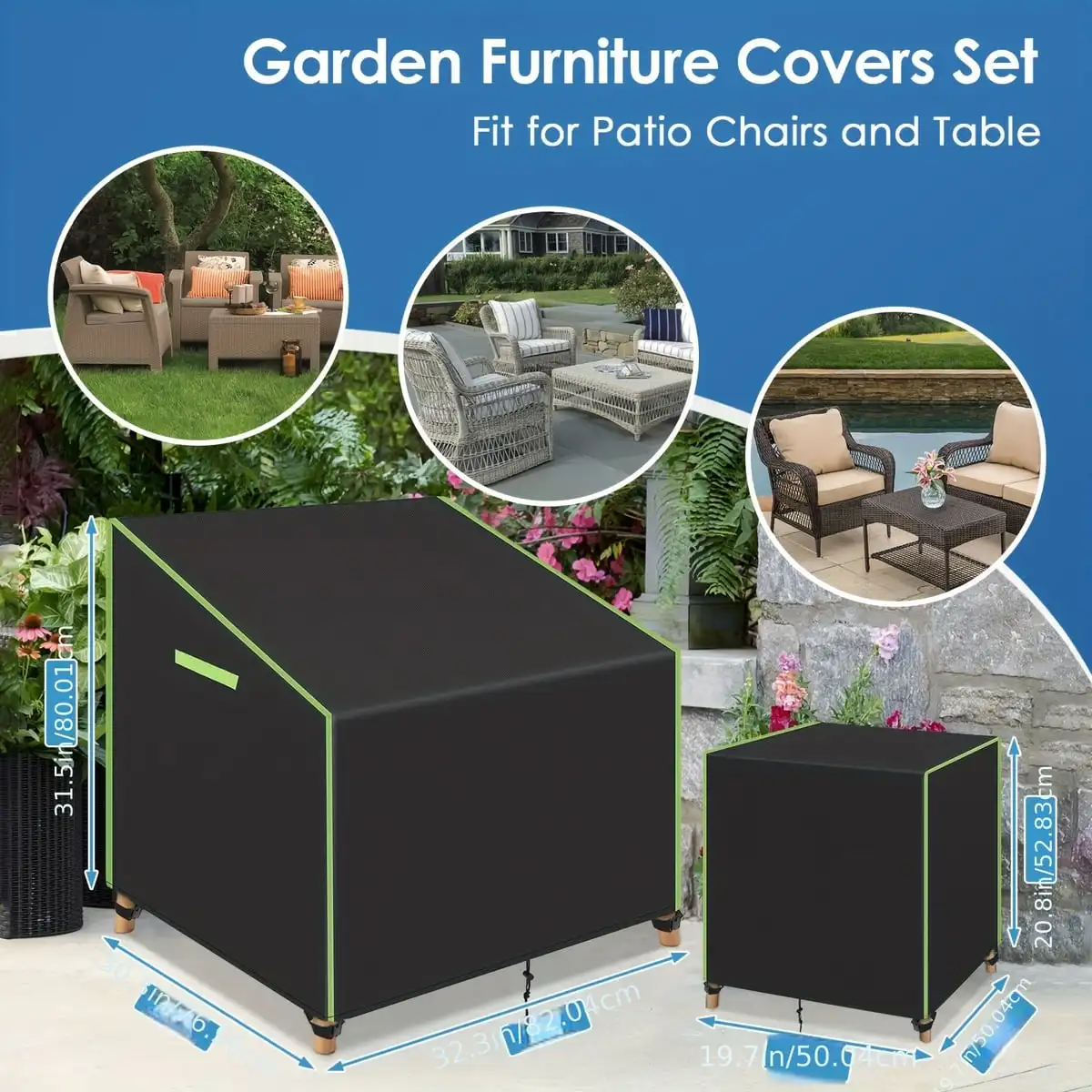 3 Pack Outdoor Patio Chair Covers Waterproof Garden Armchair Side Table Cover UV Resistant All Weather Patio Furniture Protectiv - view 3