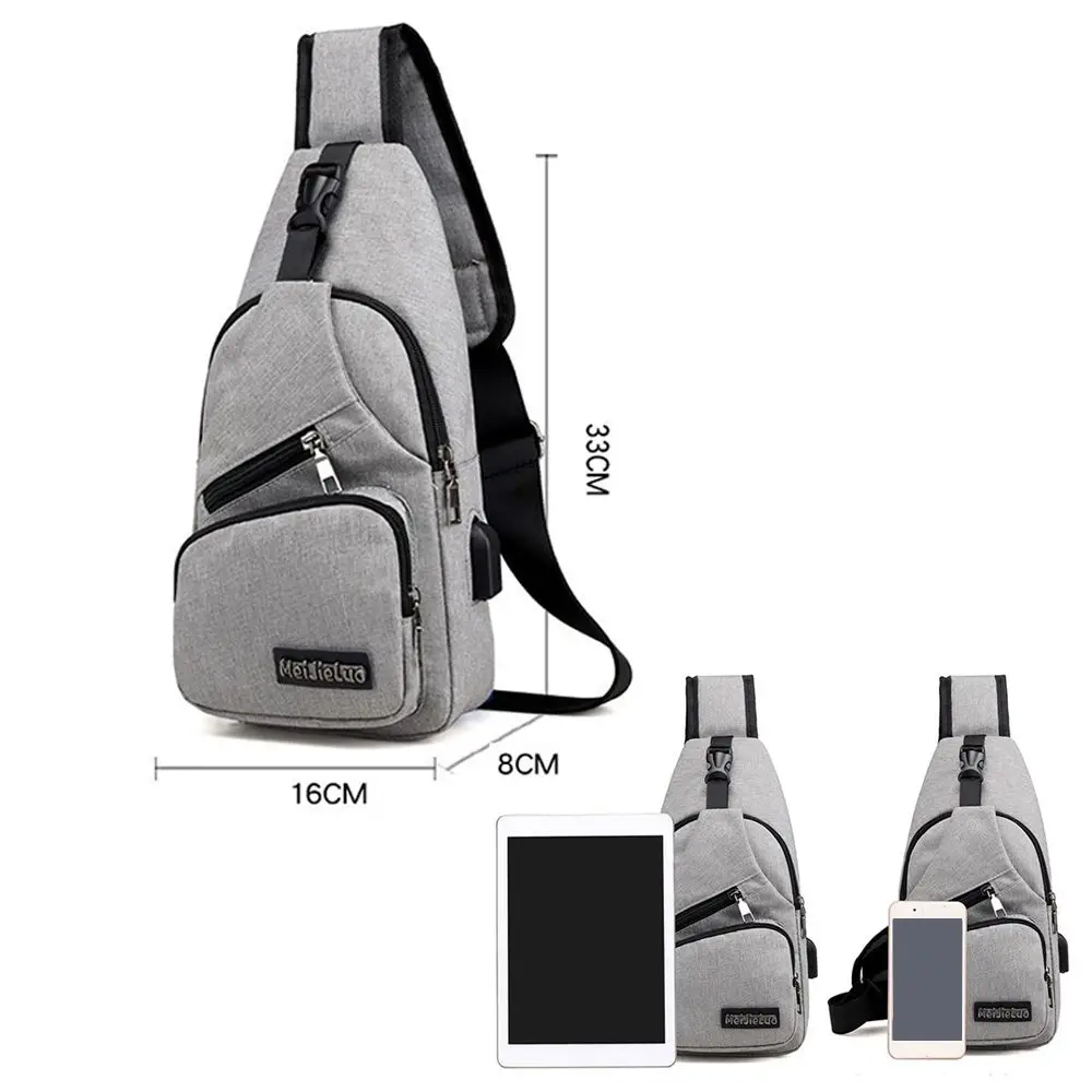 Bolso de mano multiusos para exteriores, puerto de carga USB, Mochila deportiva para el pecho, bolso de hombro