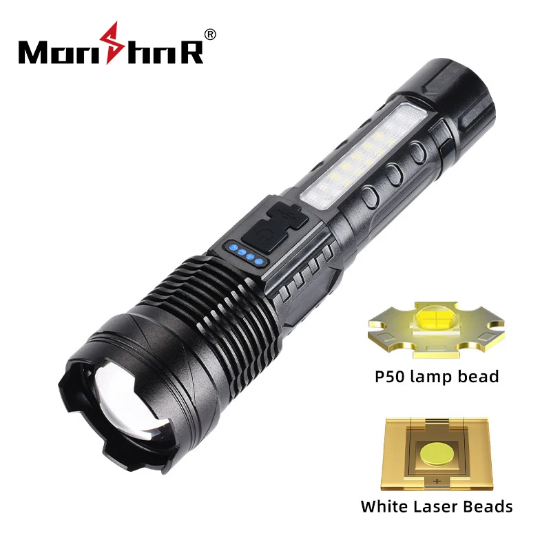 

MONHNR Outdoor Lights Camping Light Rechargeable USB Lamp Very Strong Scout Light Laser Lighting TYPE-C Mini LED Portable