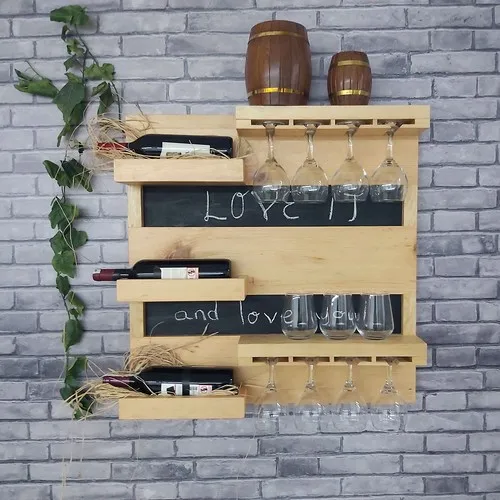Marina Wood Wine Goblet Rack Writing Tahtalı