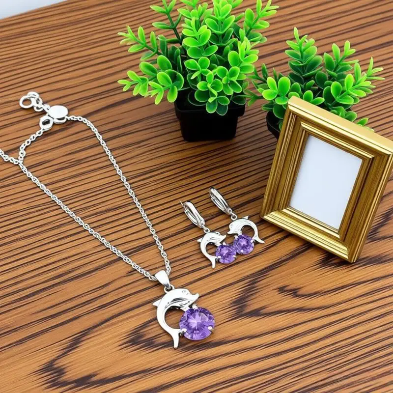 Cute Dolphin Modelling Necklace & Earrings Set for Women