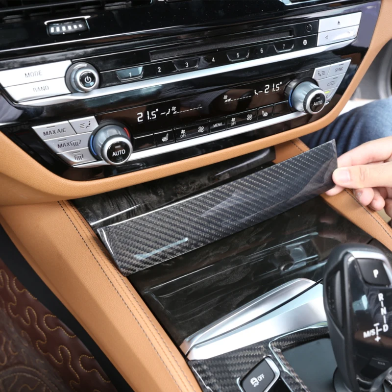 

Для BMW 5-й серии, верхняя декоративная доска, автомобильная чайная чашка, верхняя декоративная доска, внутренняя модификация, настоящее углеродное волокно 2018-2022