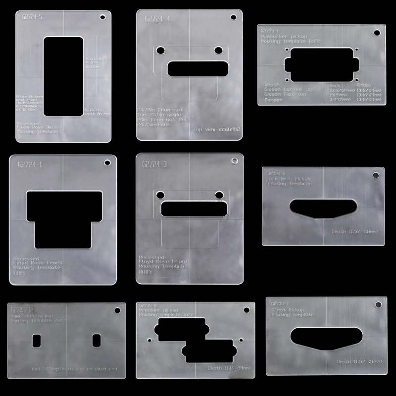 HUATOOL Make Electric Guitar Internal Template Pickup Line Bin Box Piano Bridge Open Hole Slotted Acrylic Template
