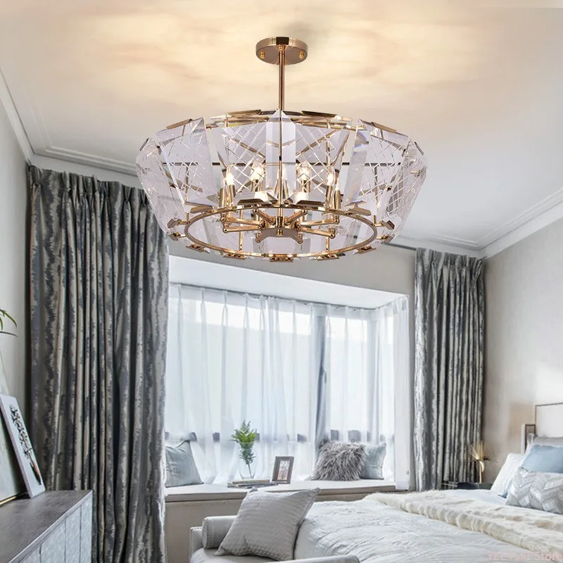 Minimalist creative personality crystal chandelier Nordic furniture bedroom villa living room dining room chandelier