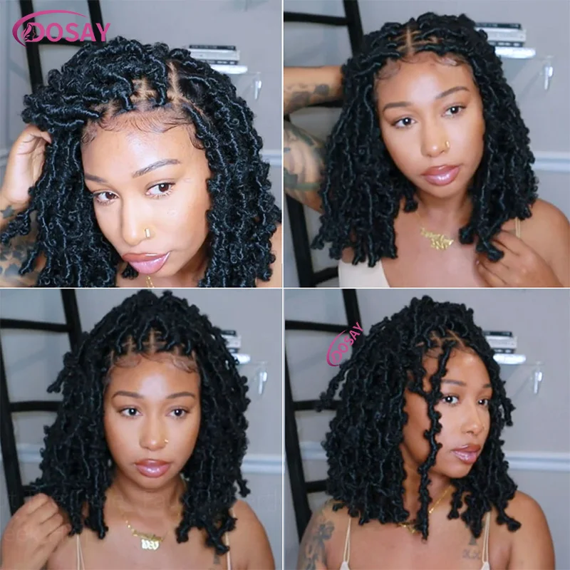 Synthetic 16'' Full Lace Short Braided Wig For Black Women Gluless Box Braids Wigs Afro Bob Twist Braiding Wigs Dreadlocks Wig