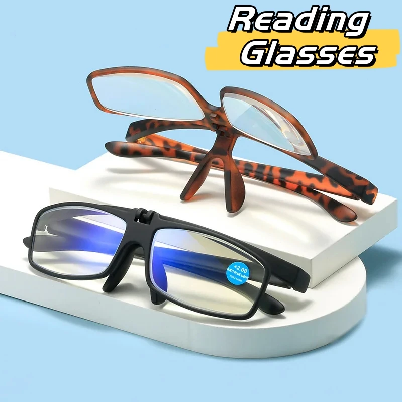 

Fashionable Flip Up Reading Glasses Blue Light Blocking Eyeglasses Trendy Women Men Presbyopic Far-sighted Eyewear with Diopters