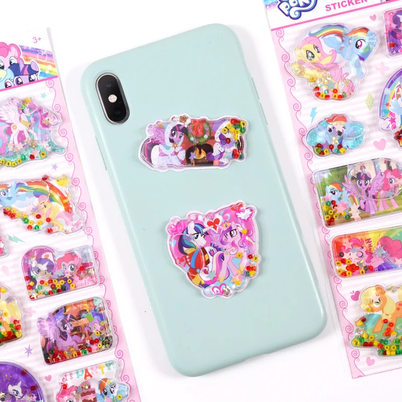 Cartoon Anime My Little Pony Watering stickers Cartoon 3D Adhesive stickers lovely Kindergarten rewards Gift Toys For kids