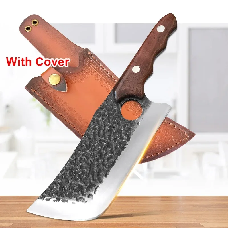 Hackmesser, Fleisch, Hacken von Gemüse, Chef, Metzger, Ausbeinmesser, Schmieden, Küchenmesser, Holzgriff, Schneidemesser mit Fingerloch