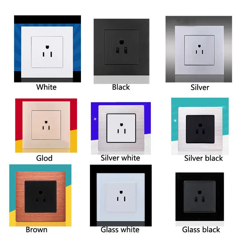 Home Improvement 15A US Socket Panel American Standard Power Socket US Type 86 Wall Outlet Japanese Three-hole Socket