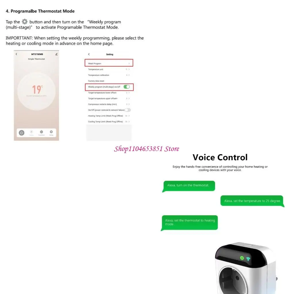 Intelligent Plastic Thermostat Plug Socket For Automatic Energy Savings 