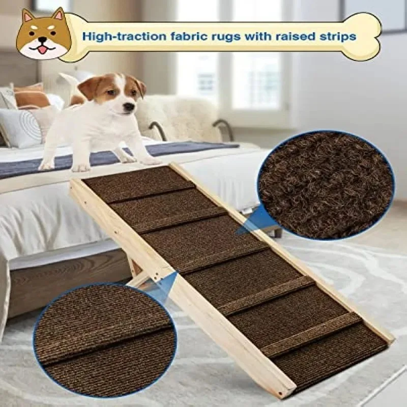 Wooden Household Creative Foldable Dog Enough Ladder Portable Adjustable Height Solid Dog Climbing Frame Bed Inclined Ladder