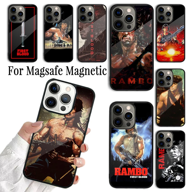 Coque Phone Case For iPhone 16 15 14 13 12 11 Pro Max Plus Magsafe Magnetic Wireless Charging Cover First Blood John J. Rambo