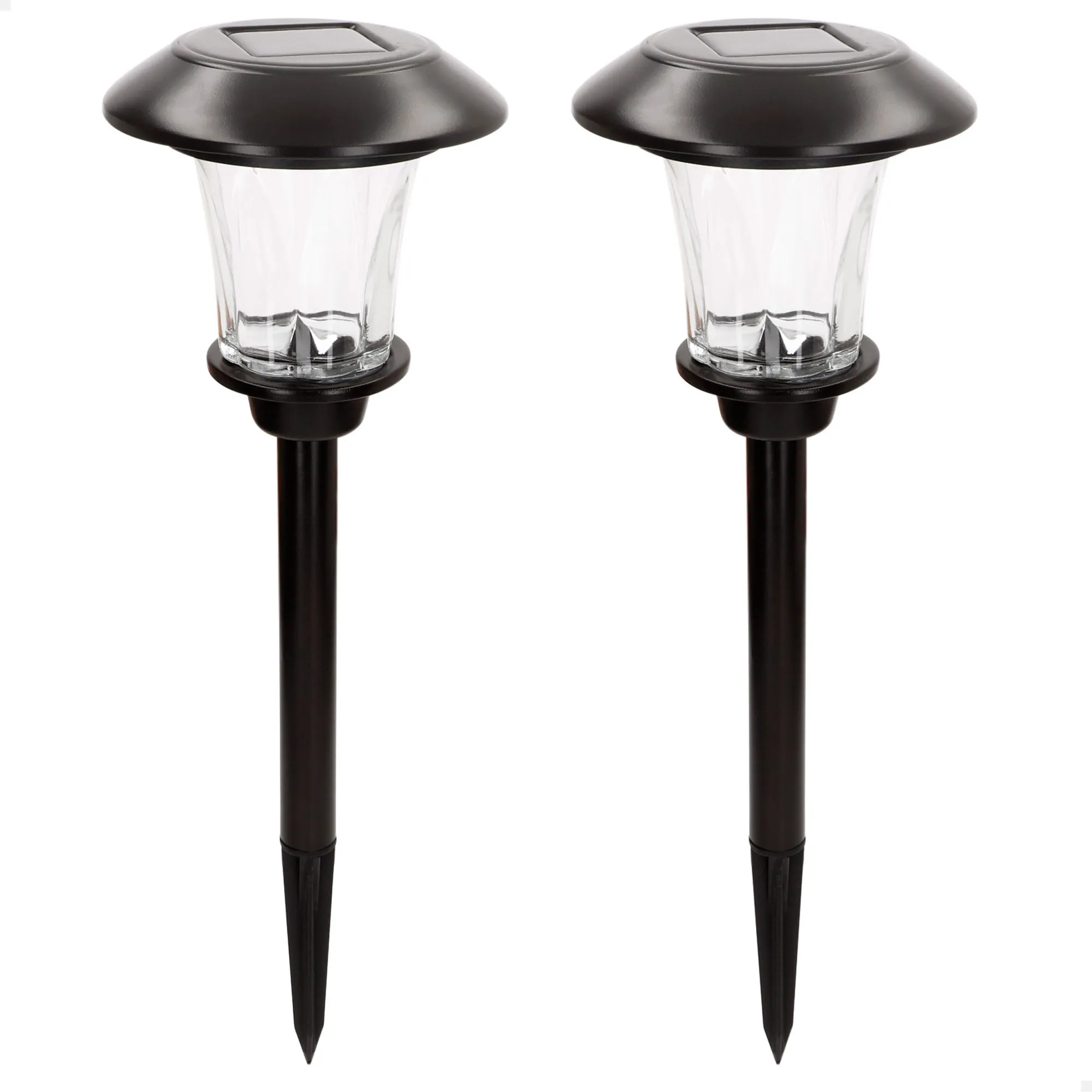 Aktive - Set 2 balizas solares LED 6 lúmenes, emiten luz cálida, iluminación ambiental con estaca, sin cableado, alcance 1 metro, autonomía hasta 8 horas, resistente al agua (IP44), ideal para caminos
