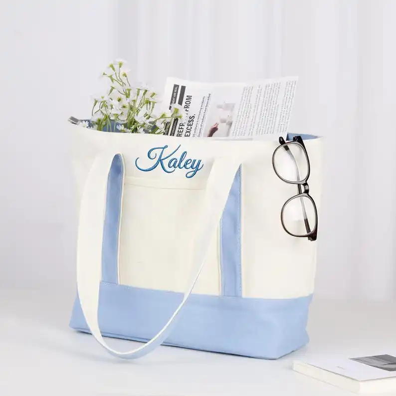 

Personalized Tote Bag Canvas Tote Bag Customized Name Logo Words Bags Wedding Gift Bridesmaid Gift Canvas Beach Bag Carry Bag