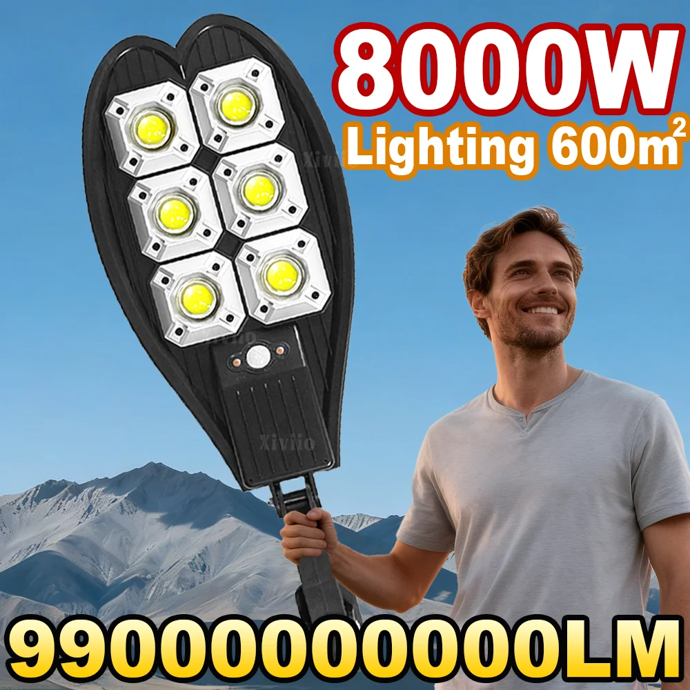 

99000000LM Солнечная светодиодная лампа Солнечный свет Открытый 8000 Вт Мощный уличный датчик движения Солнечная лампа Садовый уличный прожектор Настенный светильник лампа аккумуляторная светильник с датчиком движения