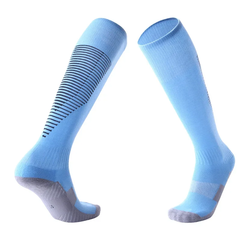 Professional Stripe Sports Soccer Socks High Knee Cycling Long Stocking Breathable Non-slip Football Sock for Adult Children