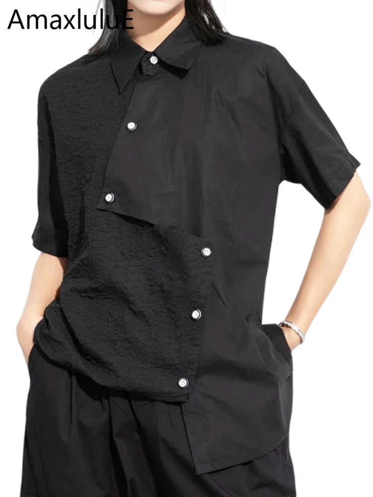 

Amax LuluE Summer Vintage Soild Tops Females 2026 Korean Design Leisure Loose Luxury Blouses Womens Fashion Classic Elegant Tops