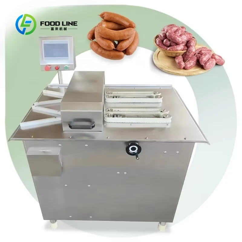 Custom Made Automatic Industrial Binding Chorizo Cutter Link Twist Tie With Knot Linker Electric Sausage Tying Machine