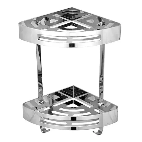 न्यू होम 304 स्टेनलेस स्टील ट्राइपॉड कॉर्नर स्टोरेज रैक मजबूत सिंगल/डबल लेयर वॉशबेसिन बाथरूम रैक 10 best sales कोने की शेल्फ बाथरूम - №8