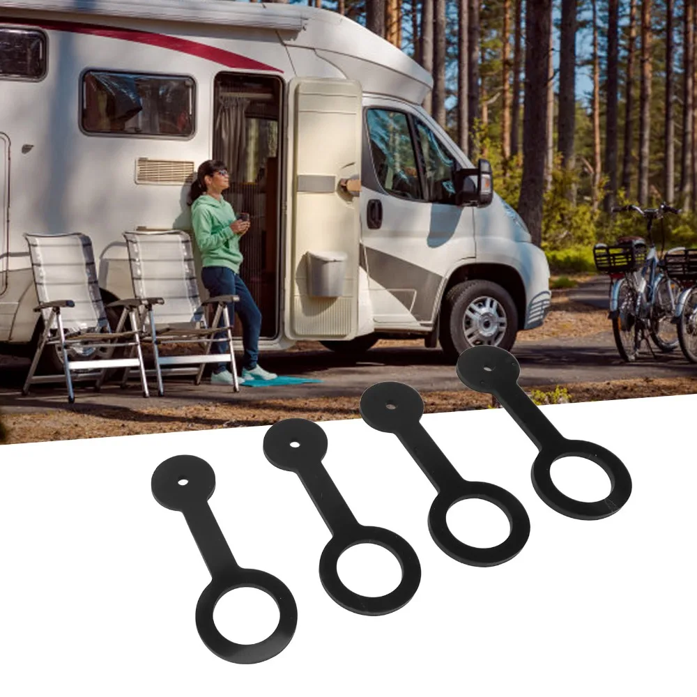 4 PCS Silicone Shower Door Latch Strap Black Secure Design Travel Latch Strap Durable Universal Fit Camper Door Latch