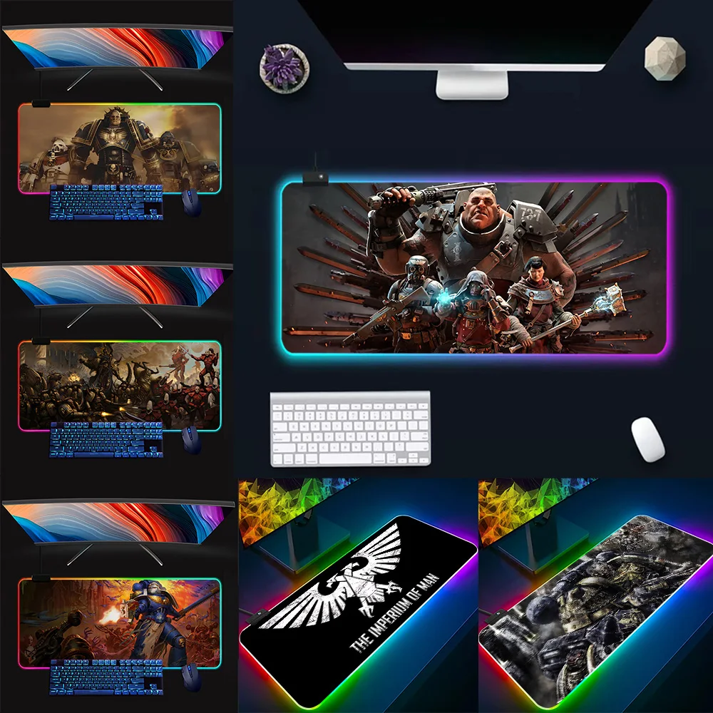 

Fashion RGB Pc Gamer Keyboard Mouse Pad Mousepad LED Glowing Mouse Mats For W-warhammers 40k Rubber Gaming Computer Mausepad