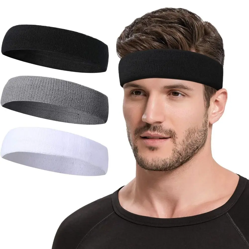 

3Pcs/Set Outdoor Moisture Wicking Sports Headband Elastic Sweat Absorbing Gym Sweatband Solid Color Fitness Headband Cycling