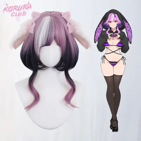 Koruraclub Beautiful  short Wavy Harajuku Style Cosplay Wig (Black/Pink)