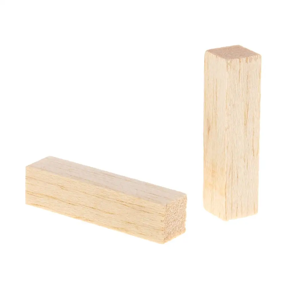 10x houten staven Balsa vierkant stokblok voor doe-het-zelf kerstornament 50/80 mm