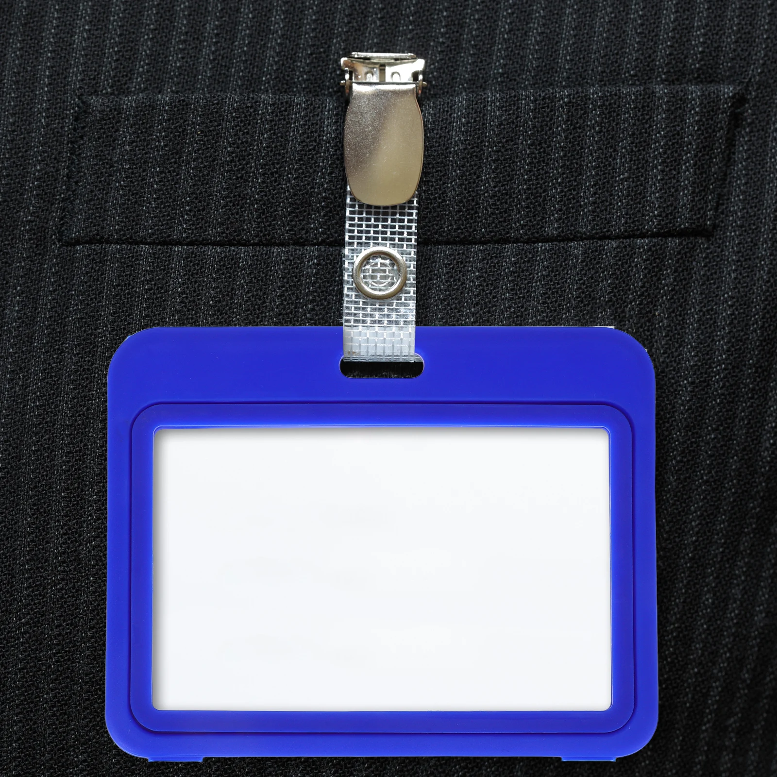 

12 Pcs Clear Horizontal Double Sided Badge Holder Plastic ID Card Sleeves Transparent Access Cover for Staff Student Use