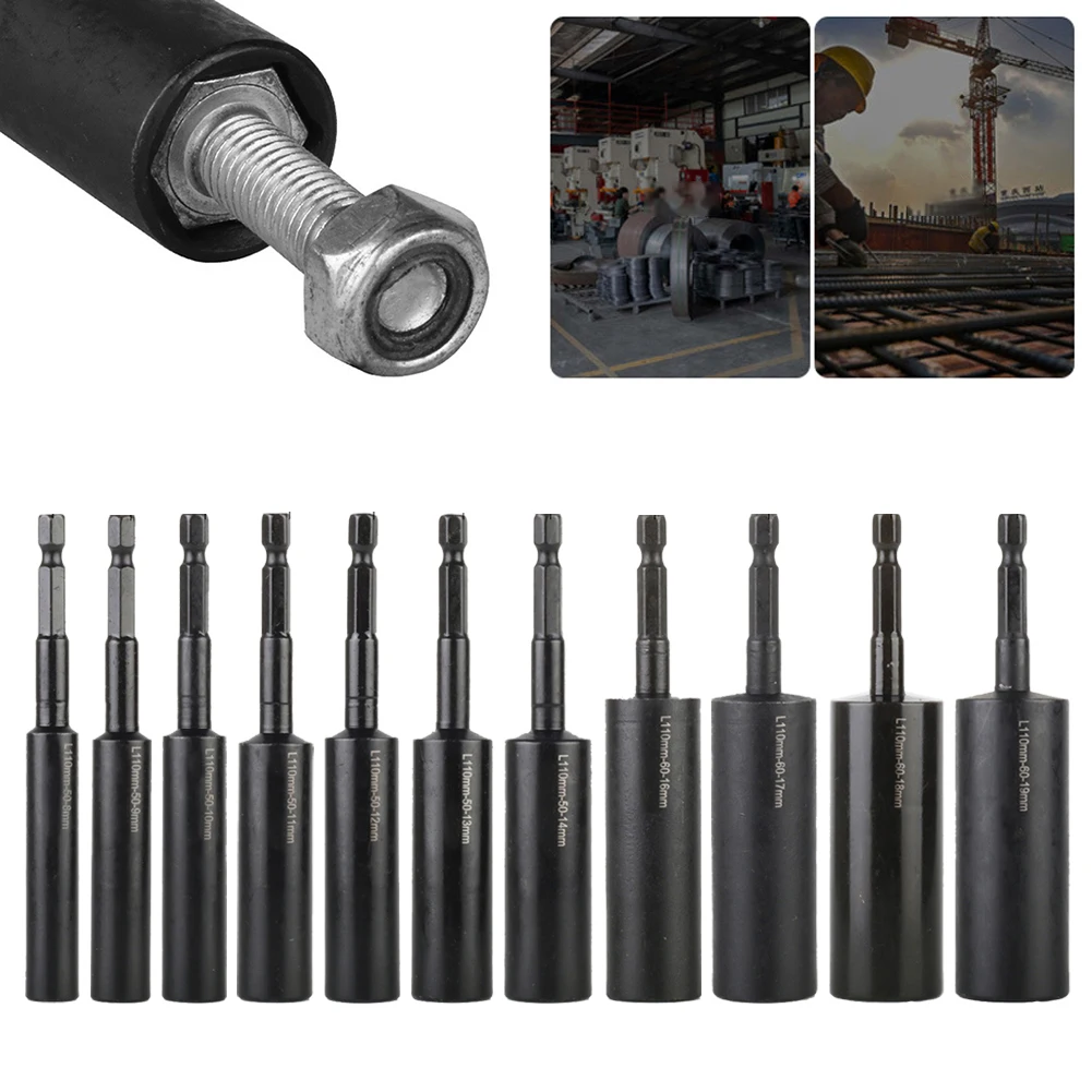 1pc 110mm Hex Socket Nut Driver Set Socket Adapter Deepen Socket Wrenches Hexagon Nut Driver Drill Bit H8-H14 Sleeve Adapter