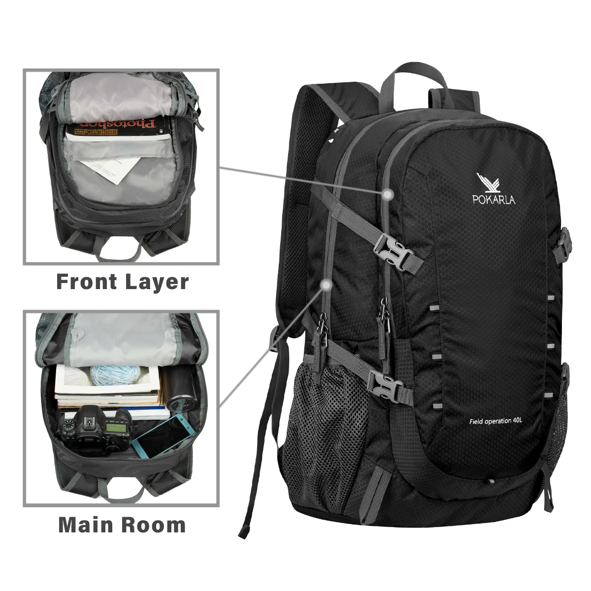 Mochila de viaje impermeable para hombre y mujer, morral ligero para exteriores, senderismo, Camping, escalada, plegable, 40L